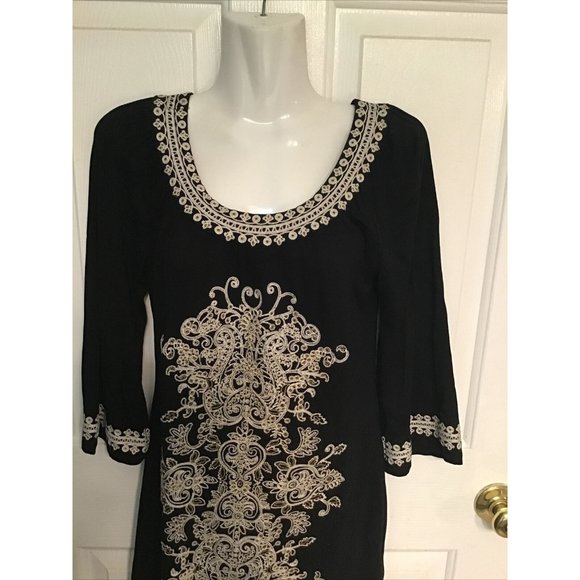 INC International Concepts Women's Dress Small Petite Black Embroidered - Picture 2 of 6